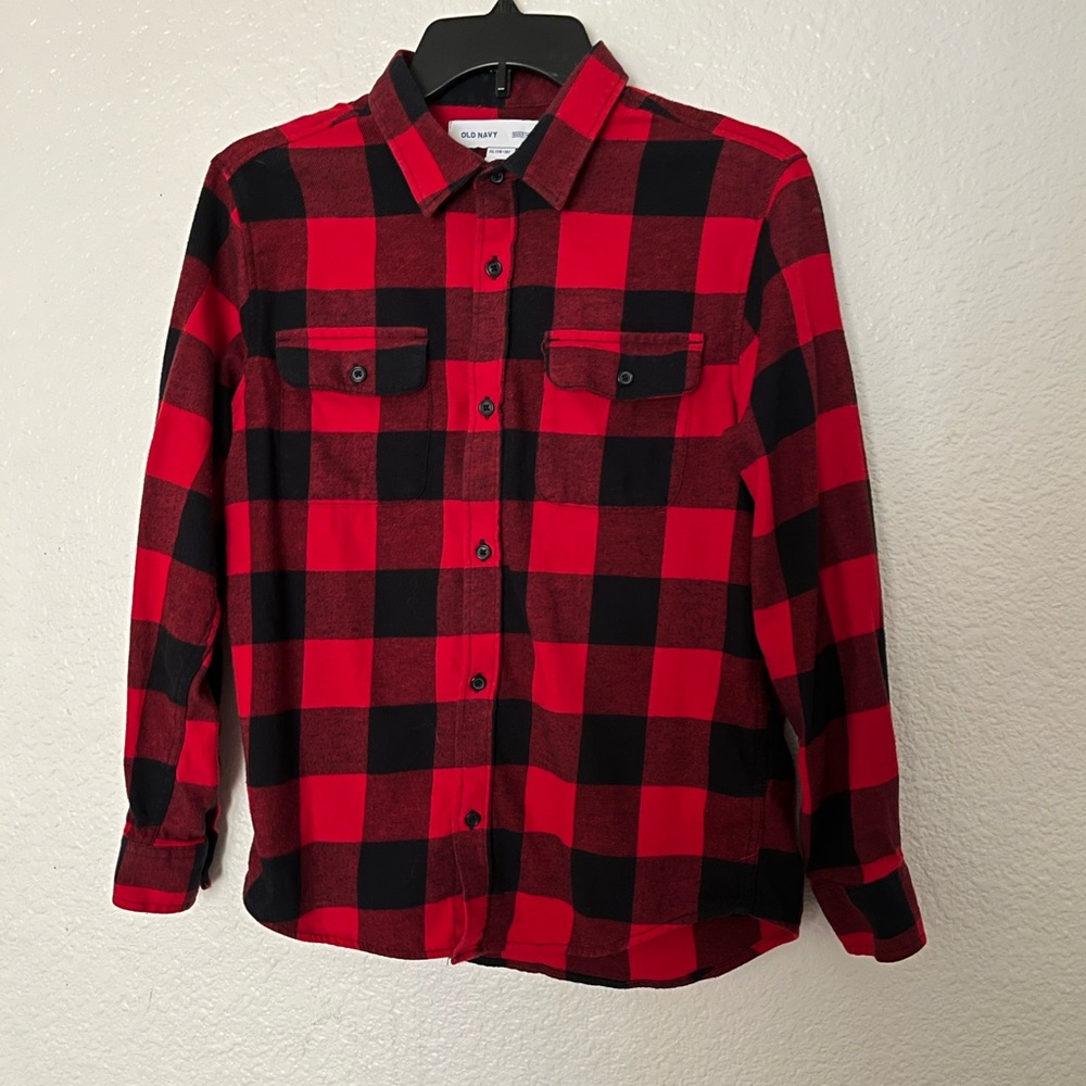 Old Navy Boys Flannel Shirt Buffalo Plaid Size XL Extra Large 14-16